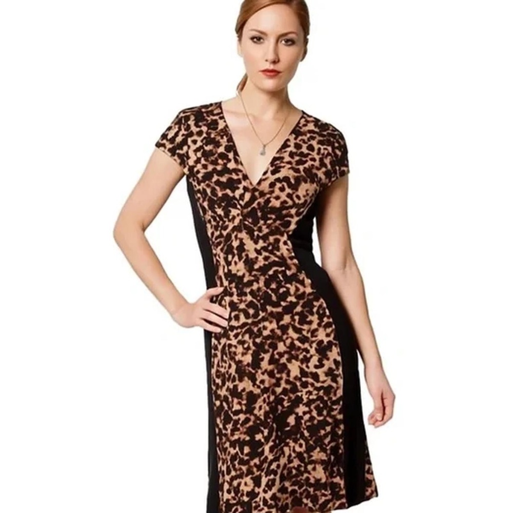 🆕🏷️ROBERTO CAVALLI Animal Print V-Neck Sheath Dress – Size 8 / EU 46 🇮🇹